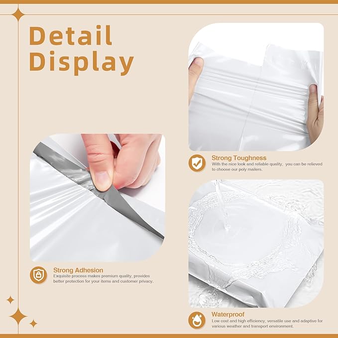 Fuxury Extra Large Poly Mailers 24x36" 25 Pcs,XXL Shipping Bags Bulk for Clothing,Strong Adhesive Packaging Shipping Envelopes,Big Plastic Postal Mailing Bag for Storage Business(White)
