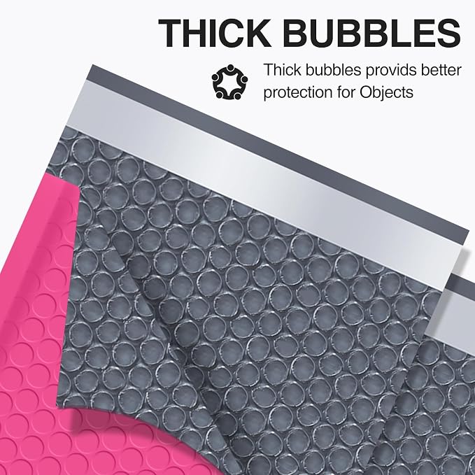 UCGOU Bubble Mailers 8.5x12" 40 Pack Usable Size 8.5x11" Hot Pink Padded | Waterproof Self Seal Adhesive Medium Padded Envelopes for Small Business Bulk Bubble Wrap Mailers for Mailing Jewelry Makeup