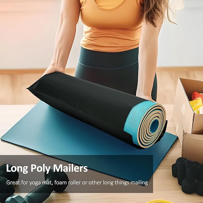 UCGOU 11.5x26 Long Poly Mailers Black Shipping Bags Self-Sealing Waterproof and Tear-Proof Shipping Envelope for Small Business Envelopes Bag for Unique Items Long Mailers Poly Bags 50 Pack