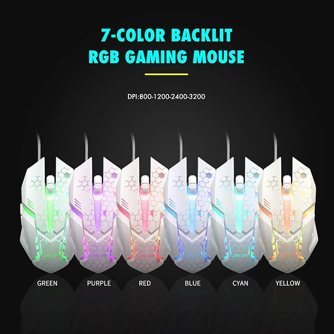 CHONCHOW RGB Gaming Keyboard and Mouse Combo,USB Wired Light Up Keyboard | Rainbow LED Lit Backlight Keyboard Mouse Set for Computer Windows PC PS4 Xbox Laptop iMac Resberry Pi