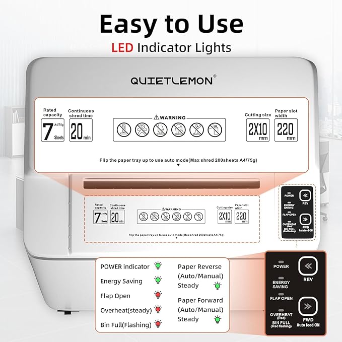 Paper Shredder 200-Sheet Auto Feed, Touchscreen Heavy Duty Shredders, 40 Min Non-Stop, P-5 Ultra Security Shredder for Home Office, Micro Cut with Wheels, 5.8 Gal Bin, <60 dB(OL288)