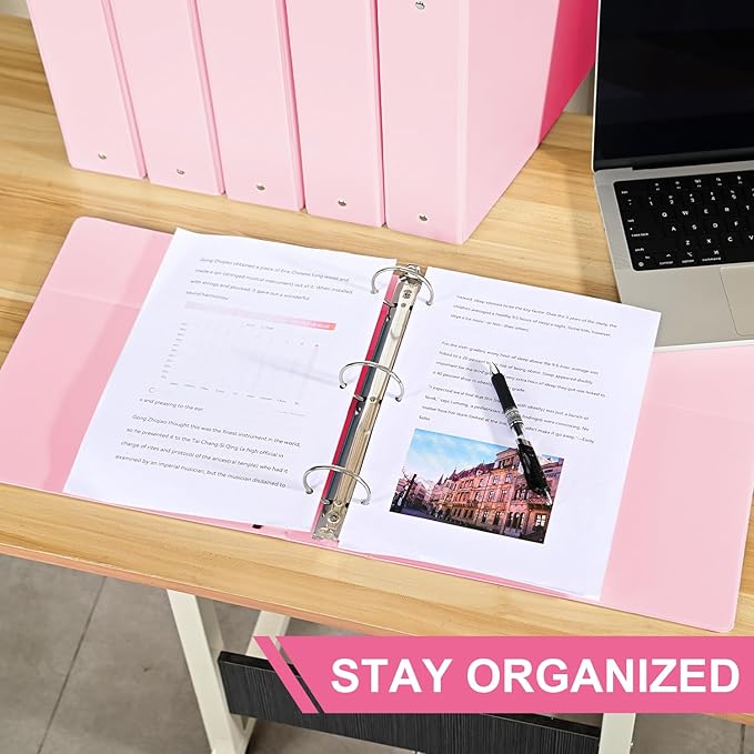 SUIN 2-Inch 3-Ring Binders with 2 Interior Pockets, Heavy Duty Clear View Presentation Binder Holds 425 Sheets Letter Size, Office School Home,6 Pack