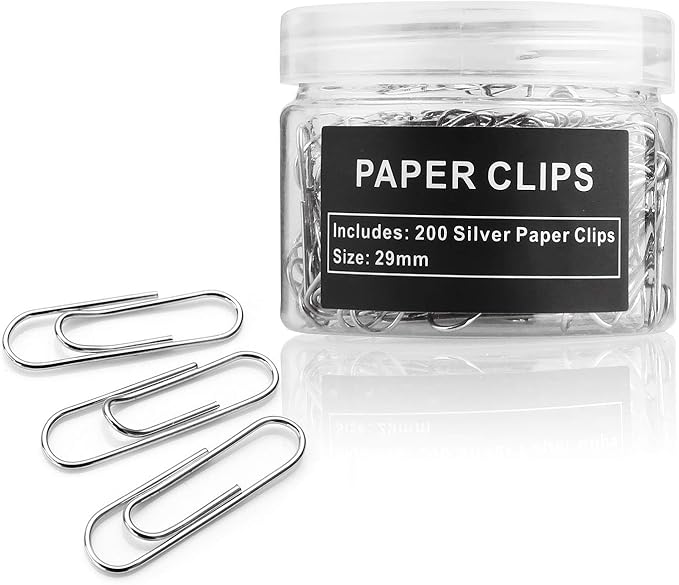 Paper Clips, 200 Pack, Paperclips, Paper Clip, Suitable for Office, School, and Daily use, Also Used for Daily DIY, Clip(Silver)