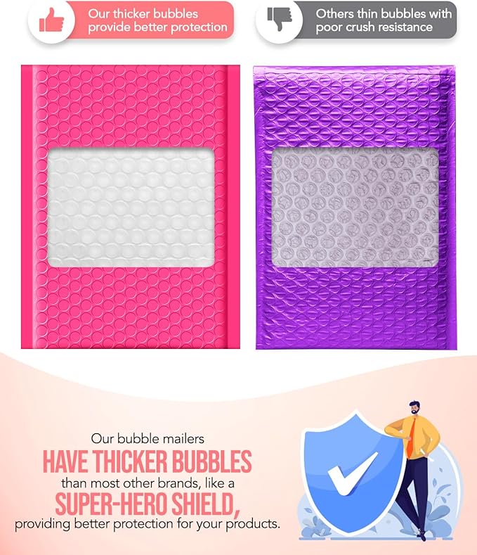 GSSUSA Bubble Mailers 6x10 100 Pack Usable Size 6x9" Small Bubble Mailer Padded Envelopes with 50 Pink & 50 Teal Cute Bubble Mailers Self-Seal Bubble Envelopes Mailing for Small Business, Mixed Colors