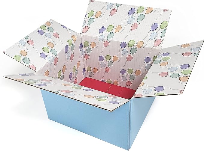 Great Papers! GiftIn Corrugated Shipping Box, Balloon Design, Care Package, for Gifts, Small Business, Weddings, and Classroom, 2 Pack (2022026)