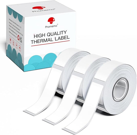 Phomemo D30 Label Tape, self-Adhesive Labels, 1/2" X 1 7/8" (14mm X 50mm) 130 Labels/Roll, Compatible with D30 Label Maker, Phomemo Sticker Label Paper,White,3 Roll