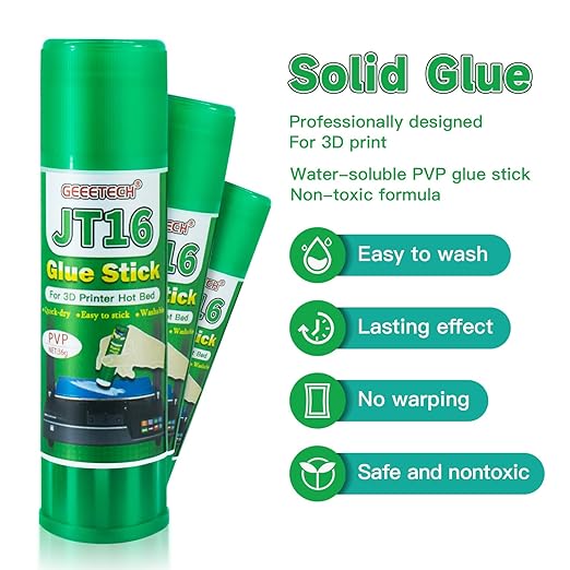 3D Printer Glue Sticks 3 Pieces for Glass, PEI Sheet, Aluminum Build Plate, Solid Adhesive for PETG, PLA, TPU, ABS Filament, 1.27oz*3, Washable Stick Glue