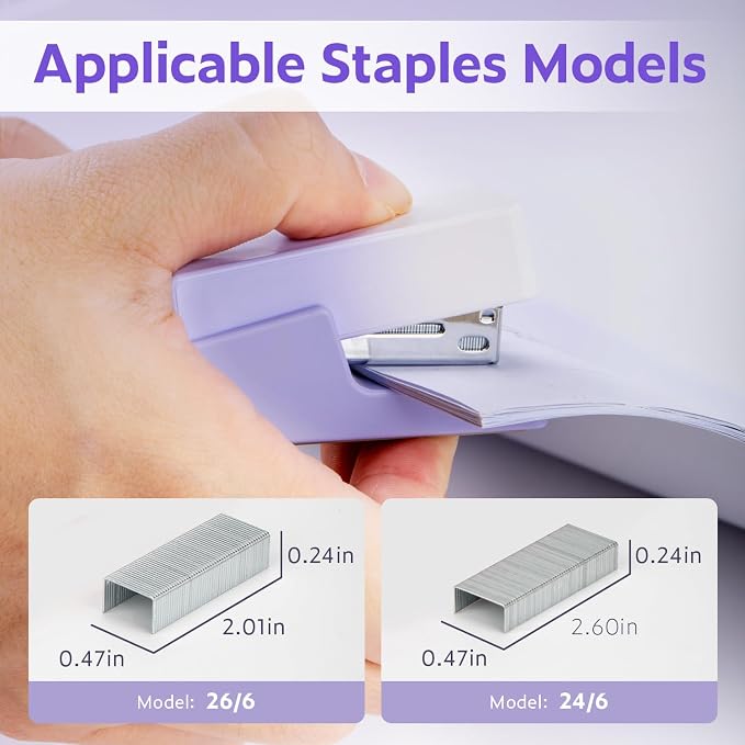 NUSIGN Mini Stapler with 830 Staples, Small Cute Desk Staplers, 25 Sheet Capacity, Purple-White Gradient
