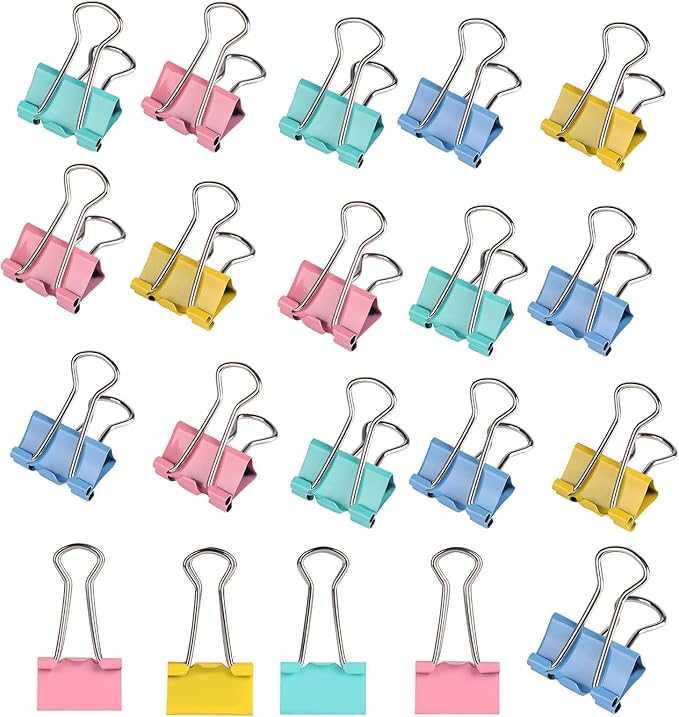 Ufmarine 40 Pcs Small Binder Clips 3/4 Inch Length, Colored Small Paper Clips for Office