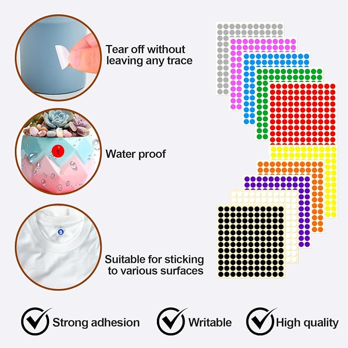1/2" Small Colored Dot Stickers 1320 PCS Round Circle Stickers Small 10 Colors Coding Labels Mini Sticker for Office,Classroom (10 Colors, 1/2" (13mm))