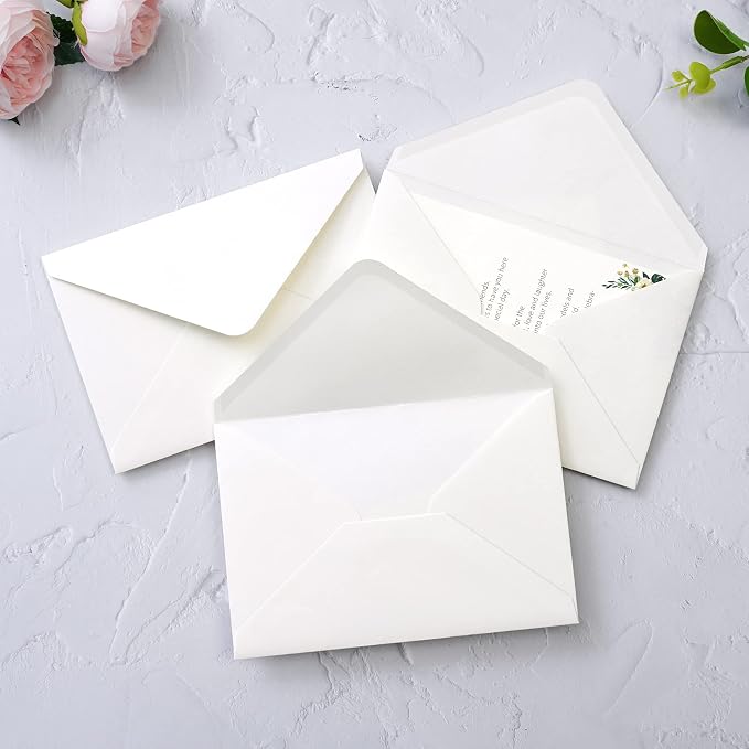 PONATIA 50 Pack A4 Envelopes for 4x6 Cards, 4.33 x 6.3'' Ivory Envelopes Perfect for Gift Cards, Wedding Details Cards, Thank You Cards