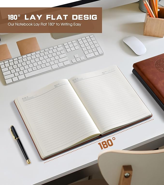 Lined Journal Notebook for Women Men,256 Pages A4 Large Hardcover Leather Journals for Writing,Travel,Business,Work,School,College Ruled Notebooks for Note Taking, Diary Notepad 8.6"×11"
