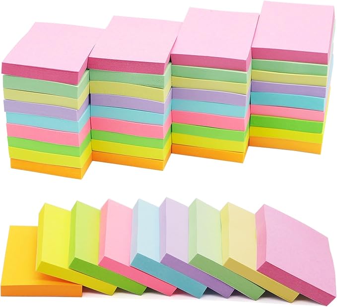 36 Pack Sticky Notes 1.5x2 in Post, 2160 Sheets Post Small Self Sticky Notes Pad Its, 9 Pastel Color Mini Sticky Notes for Office, Home, School, Meeting