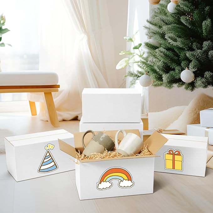 Eupako 30 Pack Small Shipping Boxes Assorted Sizes, 10x7x5 & 11x6x6 15 PCS Each Small Boxes, White Corrugated Box Mailers, Cardboard Boxes for Packaging Small Business, Mailing