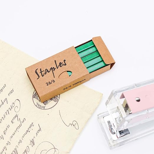 NatSumeBasics 3000 Colored Staples 26/6 Standard Green Staple Refill for Desk Stapler, 1000 Per Pack, Total 3 Pack Staples (Green)