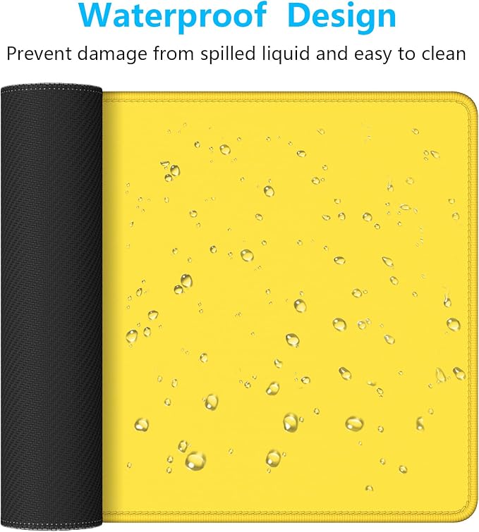 Dapesuom Large Mouse Pad, Extended Gaming Mouse Mat with Stitched Edges, Full Size Desk Mats with Non-Slip Base, Computer Big Desktop Keyboard Pad for Gamer, Laptop, Office, 23.6 x 11.8 in, Yellow