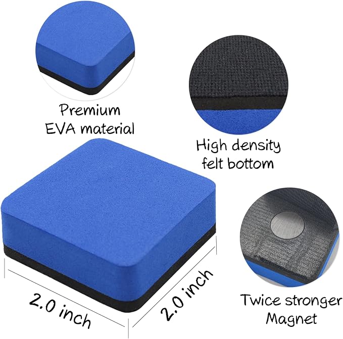 OWLKELA 72 pcs Whiteboard Eraser, Magnetic | Washable, Reusable for Dry Erase Board, Ideal for Office, Home and School