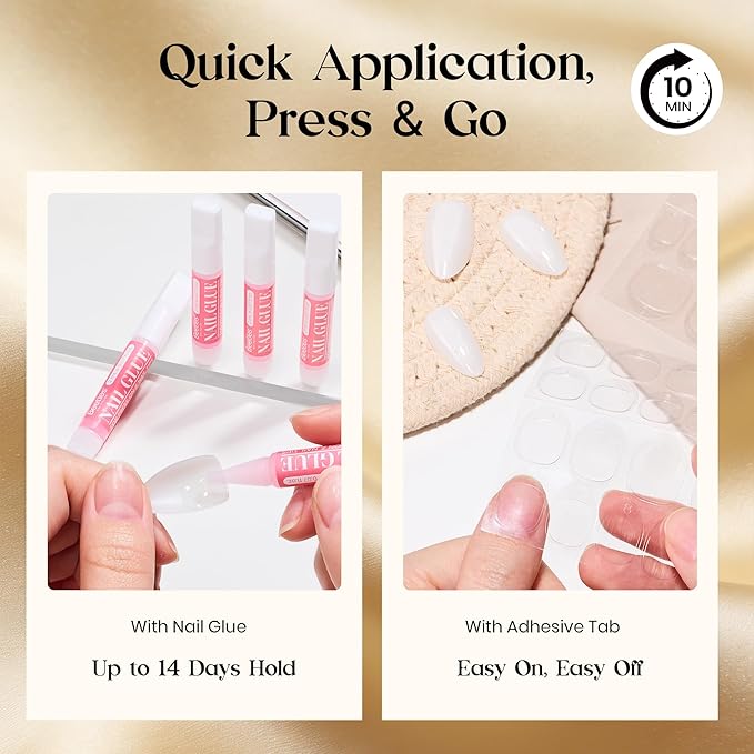 Beetles Motion Glow Cat Eye Press On, Short Almond Press On Nails Soft Nail Gel With Nail Glue, 32pcs 16 Sizes, Girls Stick On Nails, Salon-Ready Gift for Women Luster Glow