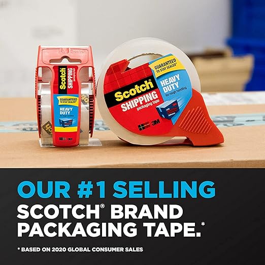 Scotch Heavy Duty Shipping Packing Tape, Clear, Shipping and Packaging Supplies, 1.88 in. x 54.6 yd., 2 Tape Rolls with 2 Dispensers