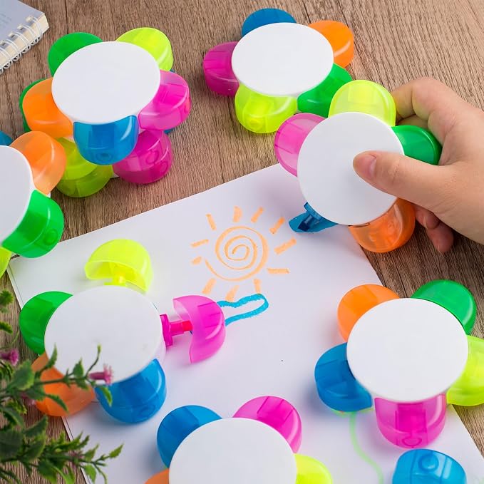 MultiColor Highlighters for Kids, 5-in-1 Petals Flower Shape Highlighter Pens, Fun & Cute Cartoon Markers, Fluorescent Watercolor Set for Arts Crafts, School Supplies & Childrens Toy Gifts