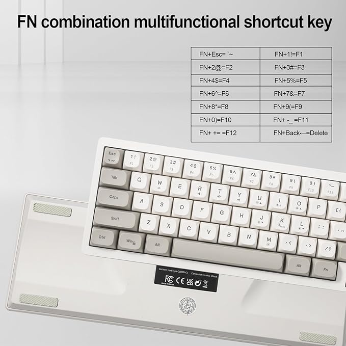 Wired RGB Gaming Membrance Keyboard. 65 Percent Mini Creamy LED Computer Keyboard .Small Ergonomic Clicky Teclado with ABS Backlit Unreplaceable Keycaps. for PC Laptop MAC Gamer. (White)