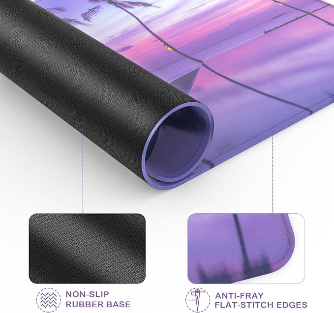Mouse Pad with Stitched Edge, Multiple Patterns Computer Mouse Pads with Non-Slip Rubber Base, Washable Cloth Mousepad, for Gaming, Laptop, PC (Violet Dusk)