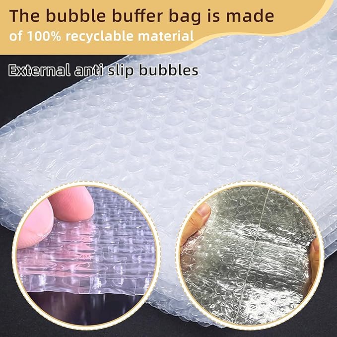 100Pcs Bubble Pouche Wrap, 6”x8” Bubble Bags for Shopping, Double Wall Bubble Cushioning Wrap Bags for Mailing Packing, Moving and Storage Fragile China Dishes Electronic Item
