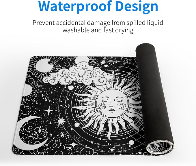 Magic Astrology Extended Big Mouse Pad Large, Gaming Mouse Pad Desk Pad,31.5x11.8 Inch Long Computer Keyboard Mouse Mat Black Mousepad with 3mm Non-Slip Base and Stitched Edge for Gaming and Office