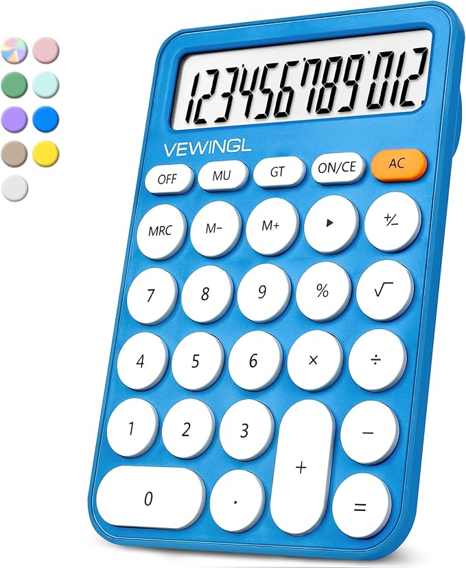 VEWINGL Standard Calculator, 12 Digit Large Display Desktop Calculator with Big Buttons for Office, School, Home & Business