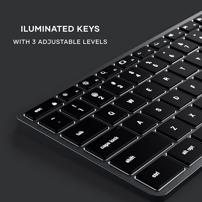 Satechi Slim W3 Wired Backlit Keyboard with Numeric Keypad, Illuminated Keys & USB C Connection, for MacBook Air/Pro M5/M4, iPad Air/Pro M5/M4/M3, iPad mini, Mac mini, iMac and More