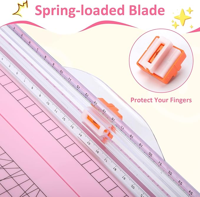 2 Set A4 Paper Cutter 12 Inch Titanium Paper Trimmer Scrapbooking Tool with 2pcs Replacement Blades with Automatic Safety Guard and Side Ruler for Craft Paper,Cardstock,Photo,Coupon, Label