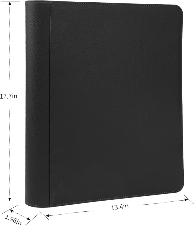 16 Pocket Ringless Side Loading Trading Card Binder, 1024 Cards PU Fixed Page Zipper Card Album for TCG Sports Game Cards, Not Fit Top Loaders (Black)