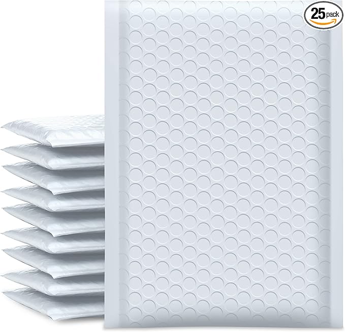 UCGOU Bubble Mailers 6x10 Inch White 25 Pack Usable Size 6x9" Padded Envelopes Small Business Mailing Packages Opaque Self Seal Adhesive Waterproof Boutique Shipping Bag for Jewelry Makeup Supplies #0