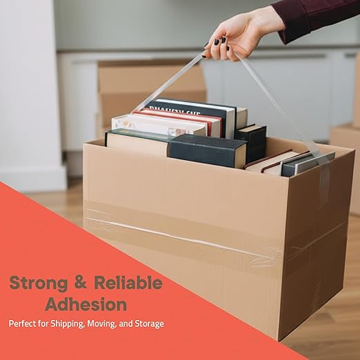 12 Rolls Clear Packing Tape 2 Inch Wide – Strong Adhesion & Durable 1.7 Mil Thickness Clear Packing Tape for Moving, Shipping & Storage – Smooth Unwinding Packaging Tape Refill, 60 Yards Per Roll