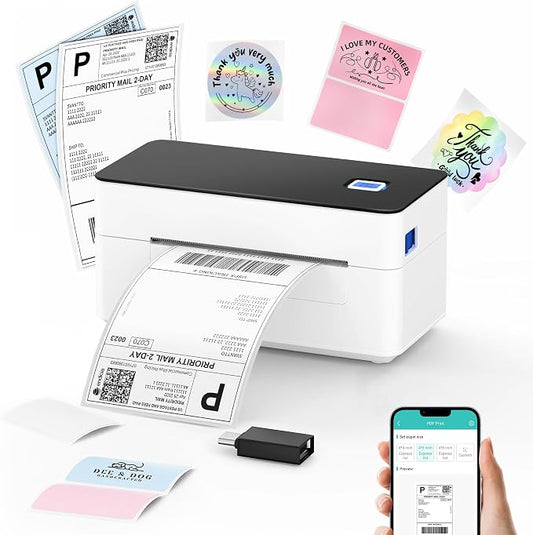 SVANTTO Bluetooth Shipping Label Printer 4x6, Wireless Thermal Label Maker | Compatible with iPhone, Android, Windows & Mac, Widely Used for USPS UPS Amazon Shopify Etsy for Small Busniess