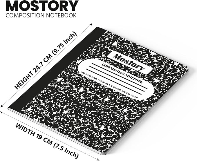 MOSTORY 50 Pack Bulk Composition Notebooks - College Ruled 200 Pages (100 Sheets), Size 7.5" x 9.75", Bulk School Supplies, Office, Bulk Notebooks for School, Writing Journal Notebook with Lined Paper