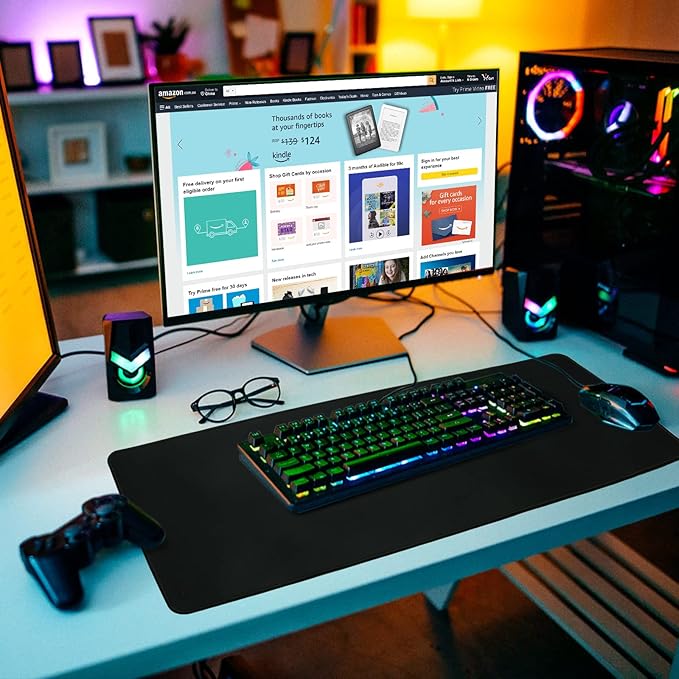Gaming Mouse Pad,Hosimoln Large Mouse Pad Size 31.5x11.8 Thickness 0.12 inches,Premium-Textured Non-Slip & Waterproof Computer Mousepad with Stitched Edges for Gaming, Office & Home-80x30 Black001