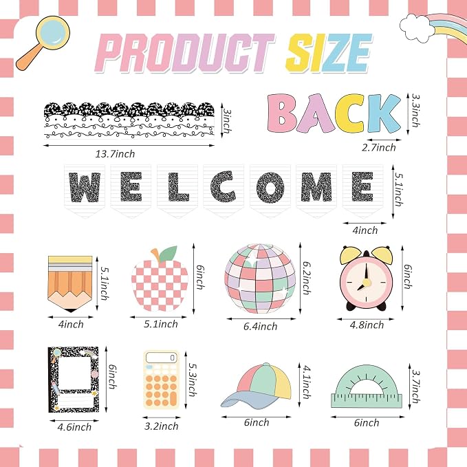 Mooliwe 89 Pcs Composition Notebook Classroom Decor Welcome Back to School Frame Bulletin Board Set First Day of School Composition Notebook Frame Cutouts for Teachers Chalkboard Home Decor