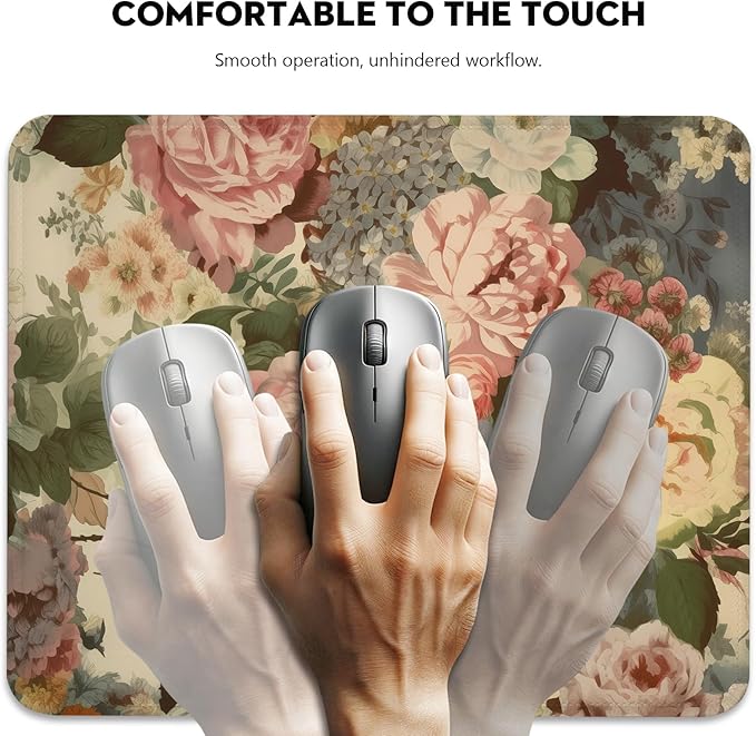 Elegant Watercolor Floral Mouse Pad - Blossom Your Desk with Nature's Art, Stitched Edges Non-Slip Rubber Base Mouse Pads for Computers Laptop