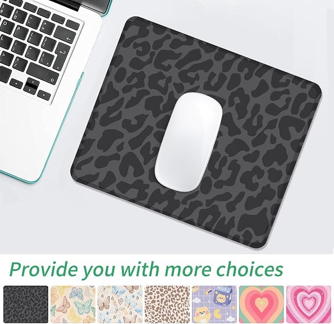 Seorsok Black Leopard Mouse Pad,Mouse Mat Square Waterproof Mouse Pad Non-Slip Rubber Base Mouse Pads for Office Laptop,9.5"x7.8"x0.12" Inch