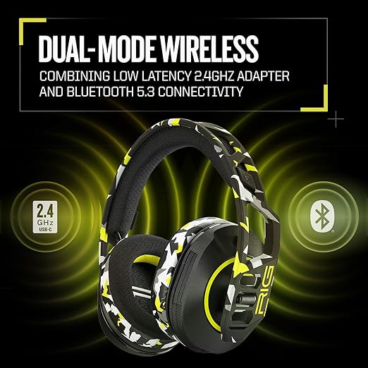 RIG 600 PRO HS Dual Wireless Multiplatform Gaming Headset with 2.4GHz/Bluetooth for PlayStation PS4, PS5, Nintendo Switch, Switch 2, PC, USB, Steam Deck, Android, iPhone - Acid Camo