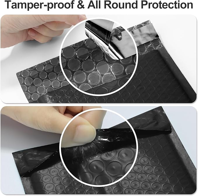 Famagic Bubble Mailers 8.5x12 Inch 40pc Black Shipping Bags, Chic Packaging Bags For Small Business, Colored Padded Mailing Envelopes, Opaque Matte Self Seal Bubble Poly Mailers Bulk #2