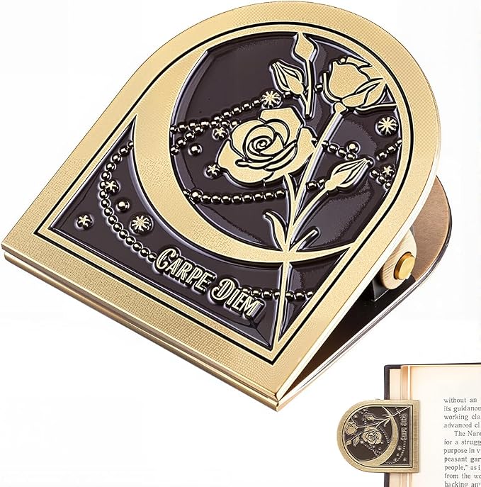 CRASPIRE Travelers Notebook Clips Metal Book Clip Vintage Antique Bronze Rose Themed Flower Decorative Binder Page Holder for TN Travelers Art Journaling Reading Decoration Accessories
