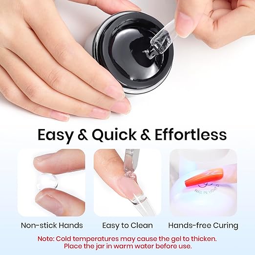 Beetles 30g Solid Nail Glue Gel for Nail Tips Clear Press On Nails, Beginner-Friendly, Hard Gel for Nail Extension & 3D Sculpting Nail Art, UV & LED Cured