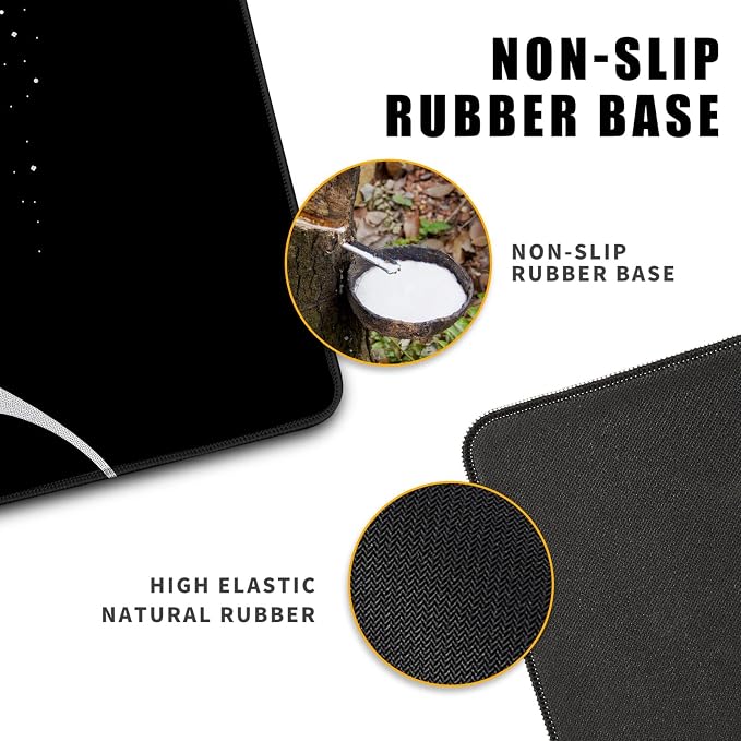 Japanese Sea Wave Gaming Mouse Pad Kanagawa Black Desk Mat Kawaii Mousepad Mouse Pad, Extra Large Deskmat Cut Laptop Mouse Pads Decor