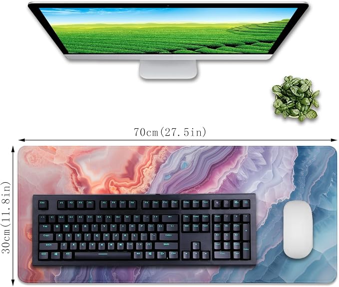 Aesthetics Mouse Pad Desk Mat Large Desk Pad Computer Pad Long Mousepad | Stitched Edges Rubber Non-slip Girls Office Study Gaming Computer Keyboard Laptop PC XL Extended