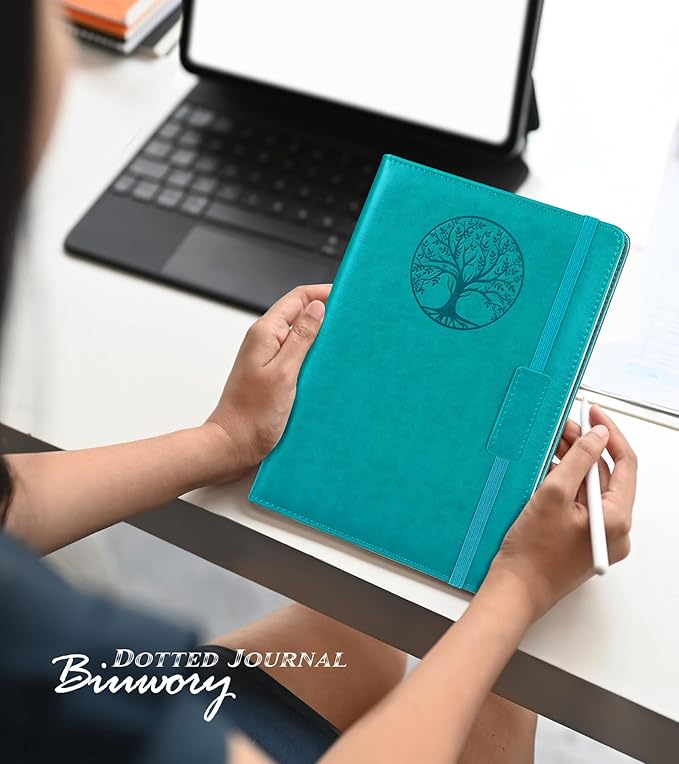Blank Journal Notebook for Women Men, Hardcover Leather Sketchbook 5.7"×8.3", 140 Pages Unlined Sketch book for Drawing, Writing, Travel, School & Work, Journaling Notebooks (Blue)