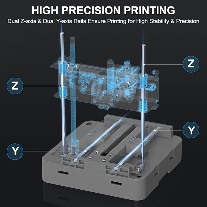 TINA2 Mini 3D Printer, HEPHI3D FDM 3D Printers for Beginners, Fully Assembled Auto Leveling 3D Printer for Kids, Resume Printing Function, Fully Open Source, Removable Flexible Magnetic Build Plate