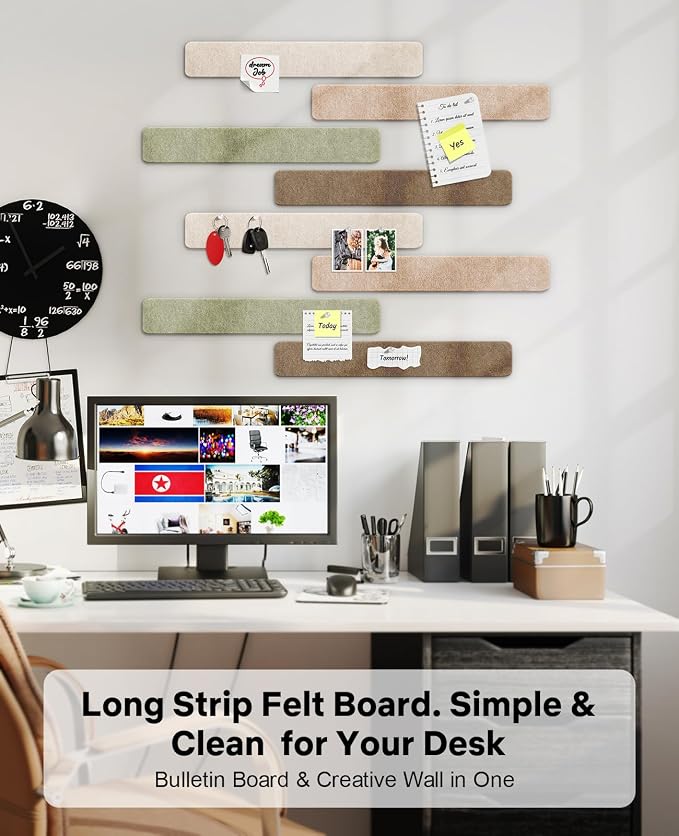 Small Cork Bulletin Board Tiles, Felt Wall Decor and Office Desk Accessories for Vision, Message Center, Picture and Prayer Board, Dorm, Room, Home Office Essentials and Organization(Linen Dusk)