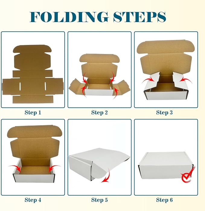 Small Shipping Boxes 6x4x2, Set of 25, White Corrugated Cardboard Box Mailer (YD642-25W)